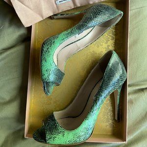 Miu Miu Snake Skin Green Peep Toe Pumps Heels  - 7